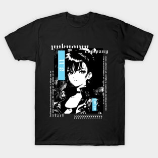 Cute beautiful girl with 80's jacket in black and white anime style | gothic | grunge | dark | alternative clothing T-Shirt